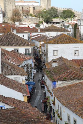 A view along a street in Obidos
