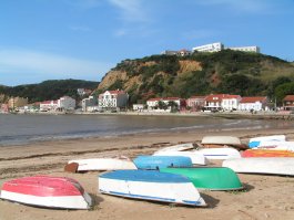 A view back towards the apartment from the beach of S�o Martinho do Porto